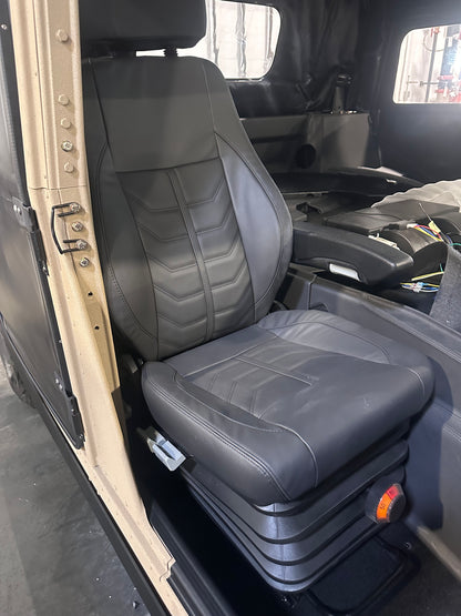 Alpha Customs Leather Civilian style Seats with Suspension Seat Bases - Fits Military and Civilian Variants.